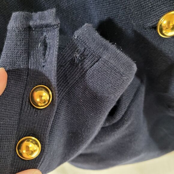 Ann Taylor LOFT size small blue cardigan gold button jacket - Picture 3 of 8